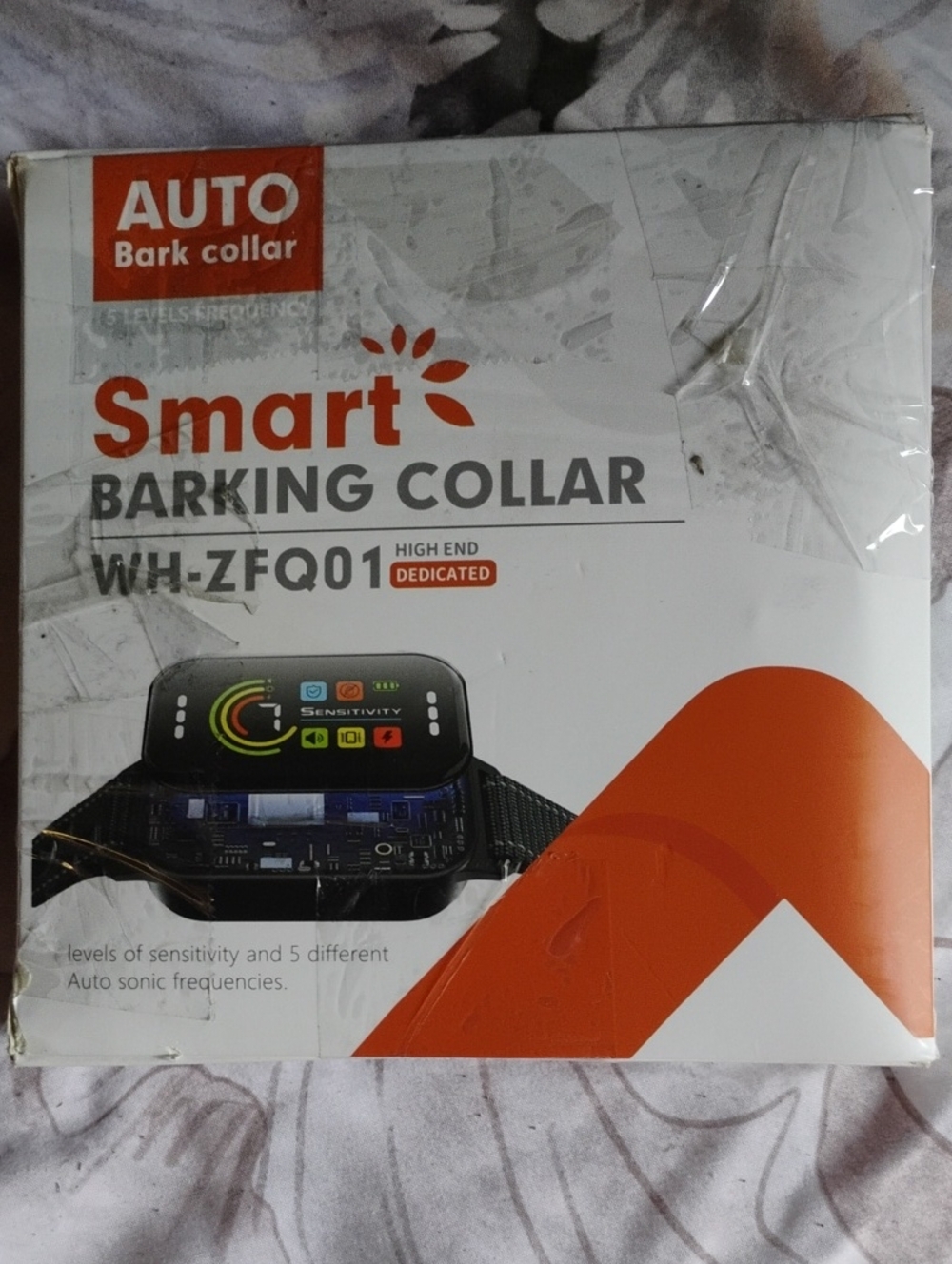Smart Barking Collar WH-ZFQ01 - White and Orange Packaging